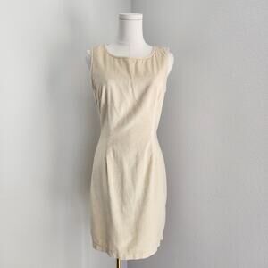 Vintage Moschino Jeans Yellow Gold Velvet Sleeveless Mini Dress Sheath Italy 4